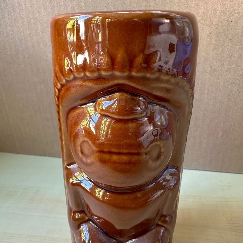 Vintage brown ceramic TIKI mug DW114 Hawaiian tropical - Picture 2 of 11